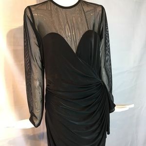 Black evening gown, sheer top Size 8